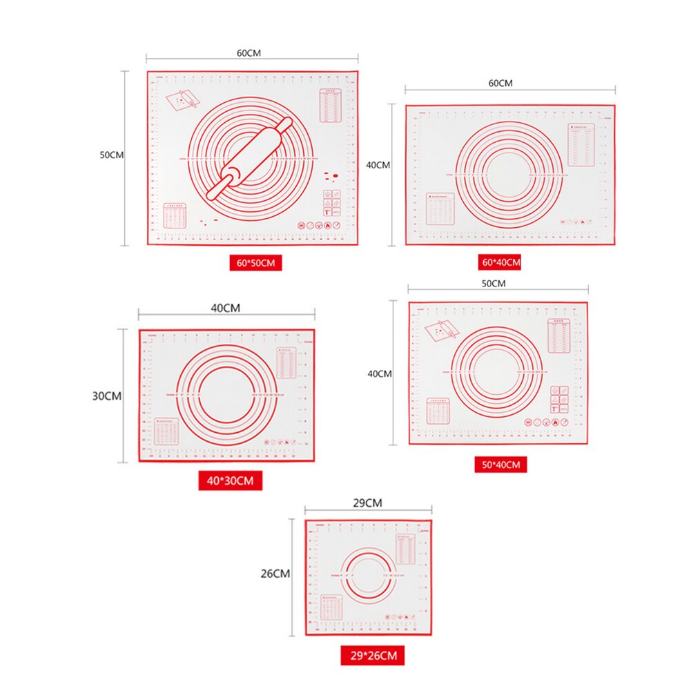 Siliconen Non-stick Kneden Rolling Deeg Mat Bakken Pad Met Schaal Bakvormen
