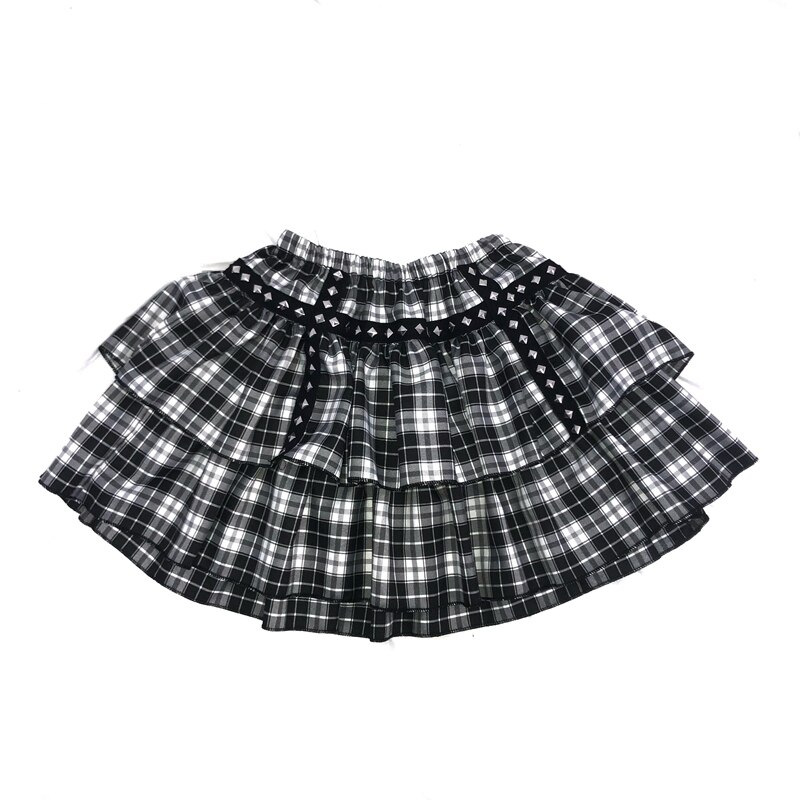 Japanese punk plaid lace cake skirt yv30940