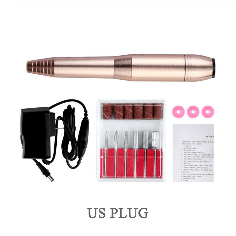 Electric Nail Drill Pedicure Milling Drill Bits Manicure Machine Cutters Apparatus for Manicure Nail Art Drill File Cutter Set: Gold