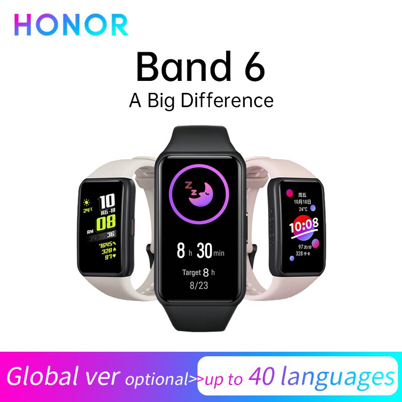 Honor Band 6 Global / CN Version Smartband Bracelet AMOLED Color Touchscreen Blood Oxygen SpO2 Heart Rate Sleep Swim Waterproof