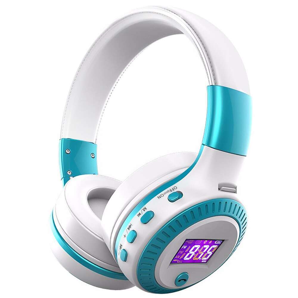 ZEALOT-auriculares inalámbricos B19 con Bluetooth, dispositivo de audio estéreo de graves, compatible con microSD, tarjeta AUX, micrófono de Radio: Azul