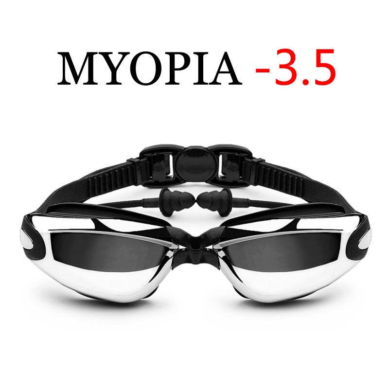 Óculos de natação para miopia, galvanizado, para piscina e profissional, à prova d&#39;água, para fórmula e natação, para mergulho: Black Myopia -3.5