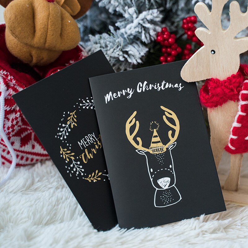 Mu Guang Producten Met Envelop Creatieve Kerst Dank-U Kaart Zwart En Wit Met Patroon Prachtige Bronzen Vouwen kaart