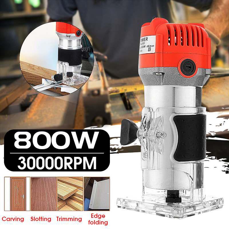 800W 33000 Rpm Houtbewerking Elektrische Trimmer 6.35Mm Hout Frezen Graveren Steken Trimmen Machine Hand Carving Hout Gat Router