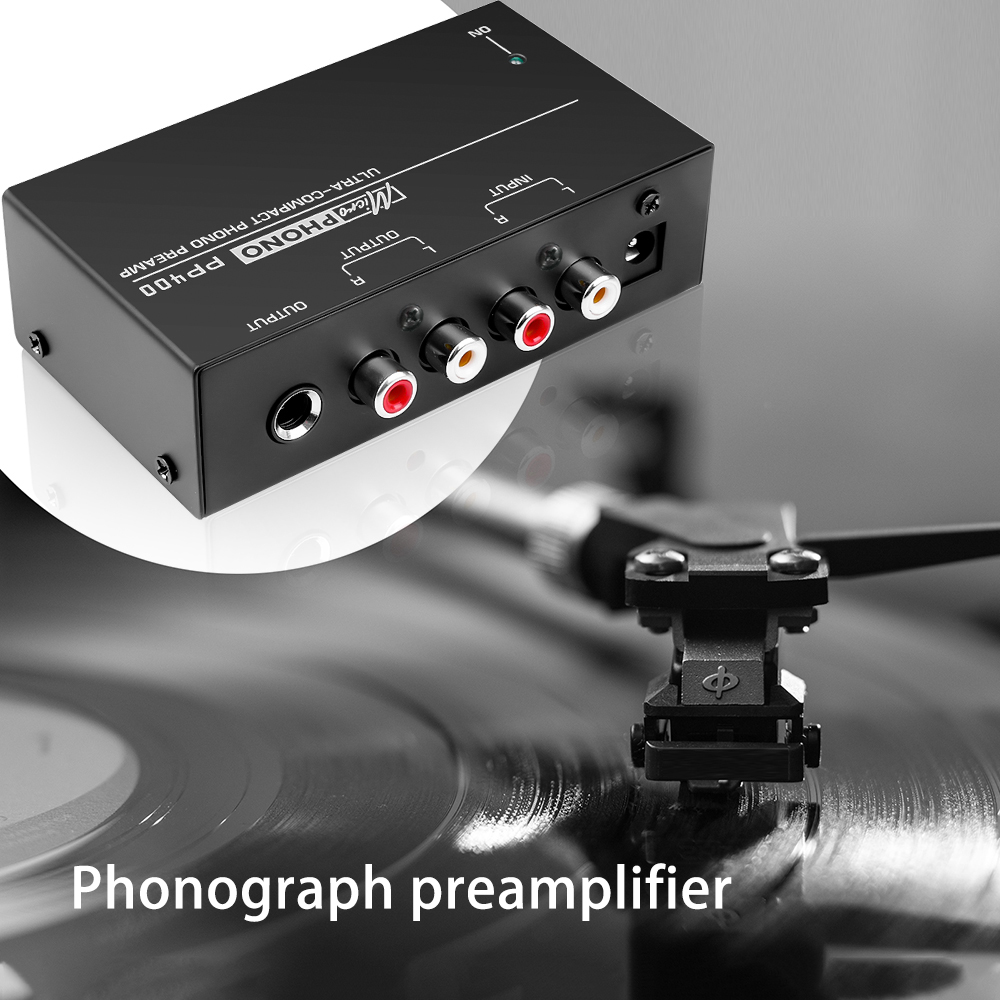 PP400 Ultra-Compact Phono Preamp Preamplifier Home Mini Audio Amplifier with RCA Interface for Turntable Tube Amplifier Speakers