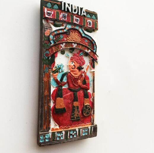 India Fridge Magnet Tourism Souvenir Rajasthan Bangalore 3D Resin Painted Crafts Magnets for Refrigerators Sticker Home Decor: Black