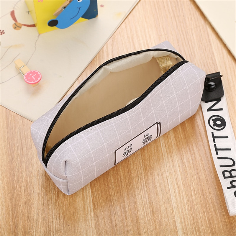 Cute Kawaii PU Pencil Case High Capacity Pen Bags Cute Letter Pencil Bags For Girls School Supplies Korean Stationery