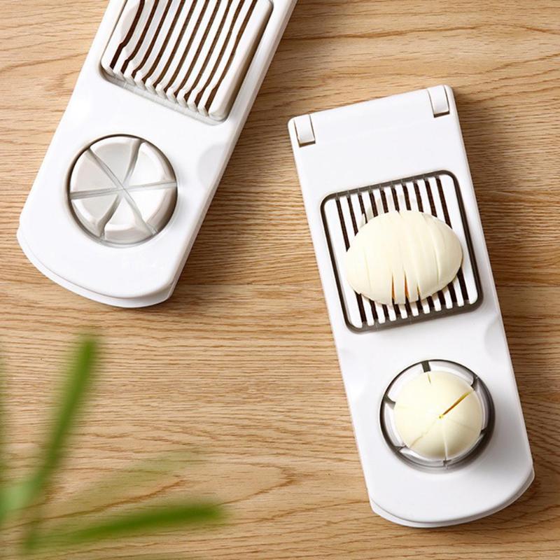 Rvs Egg Slicer Cutter 2 In 1 Eiersnijder Sectie Cutter Mold Keuken Bloem Rand Gadget Tool Multifunctionele