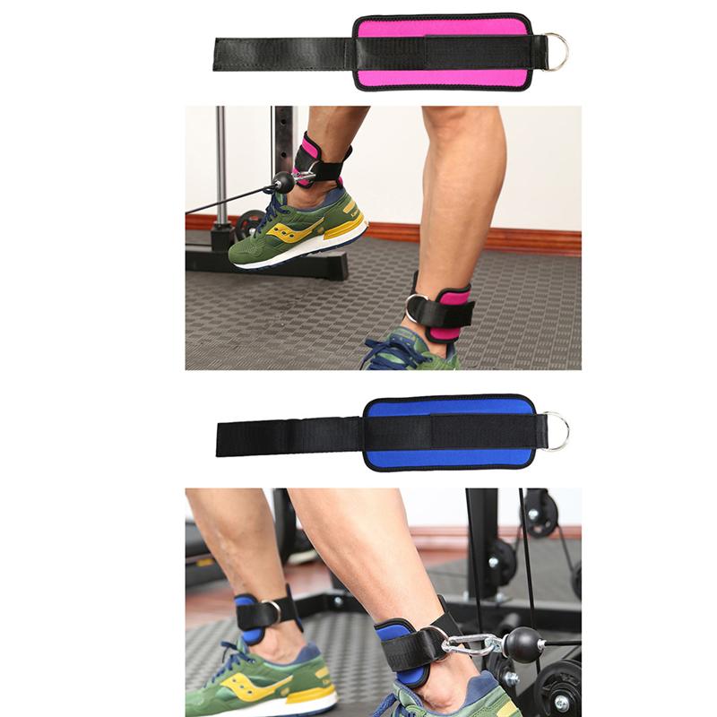 2 stuks Sport Enkelbandjes D-ring Enkel Kalveren Band voor Gym Workouts Machines Been Oefeningen (Rosy)