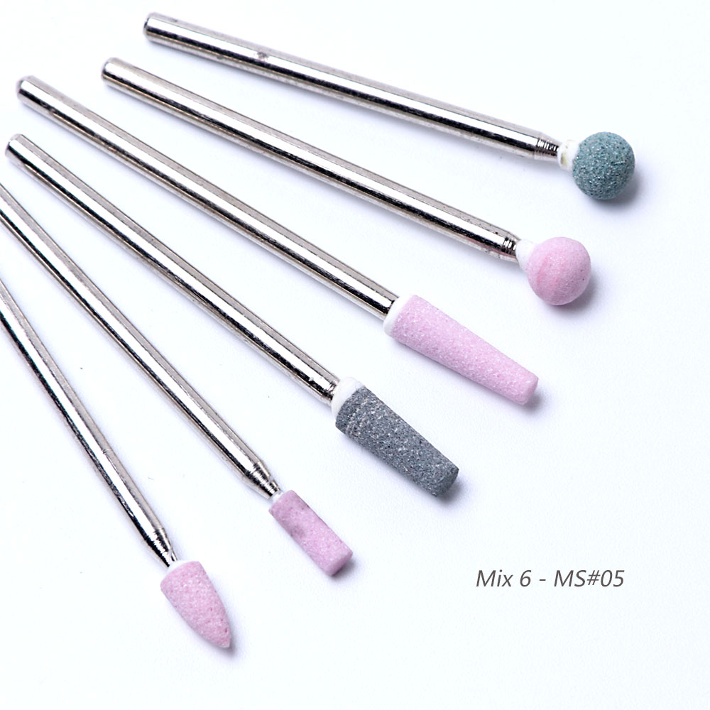 Uds diamante cortadores para uñas de manicura brocas Rotary Burr de archivos Molino de cepillo eléctrico amoladora corindón herramientas BEJG: Mix 6-MS05
