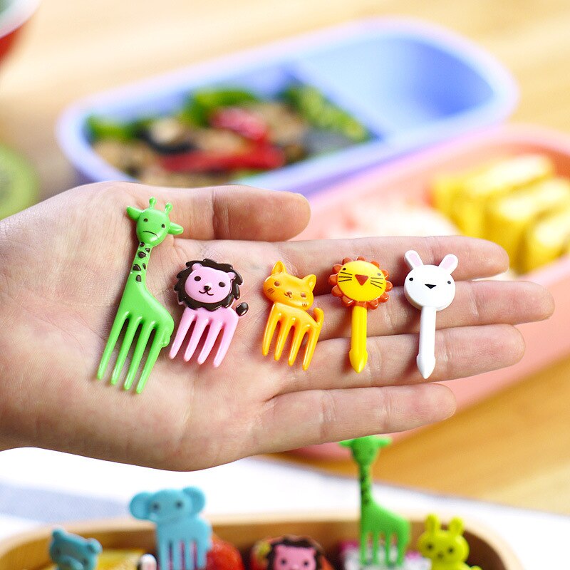 10/30Pcs Bento Groente Servies Leuke Mini Peuter Kinderen Fruit Vorken Tandenstokers Kids Voedsel Picks Cartoon Animal Farm