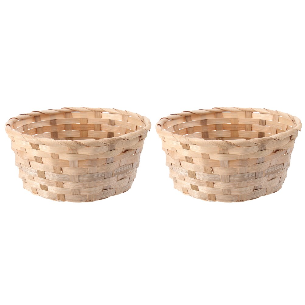 2pcs Storage Basket Durable Practical Easter Basket Fruits Basket Bamboo Baskets for Home Easter Festival