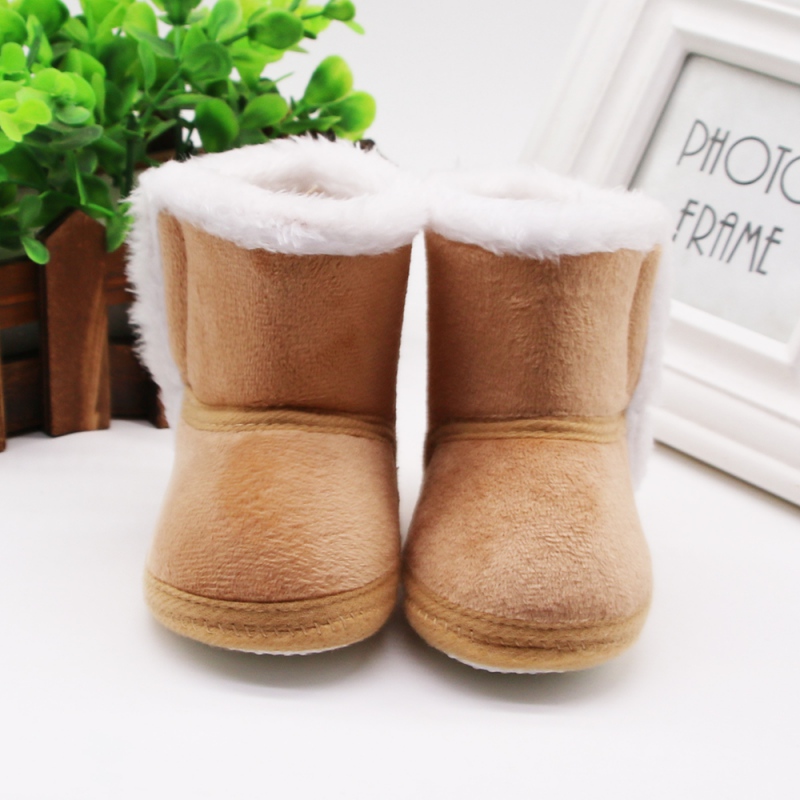 Warm Newborn Toddler Boots Winter First Walkers baby Girls Boys Shoes Soft Sole Fur Snow Booties for 0-18M First Walkers: Brown / 7-12 Months