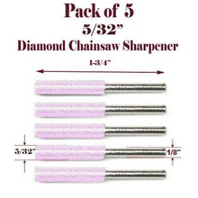 5pcs 5/32" Diamond Chainsaw Sharpener Burr Stone Round File for Craftsman Chain Saw Sharpener Burr Stone File Rotary Tool