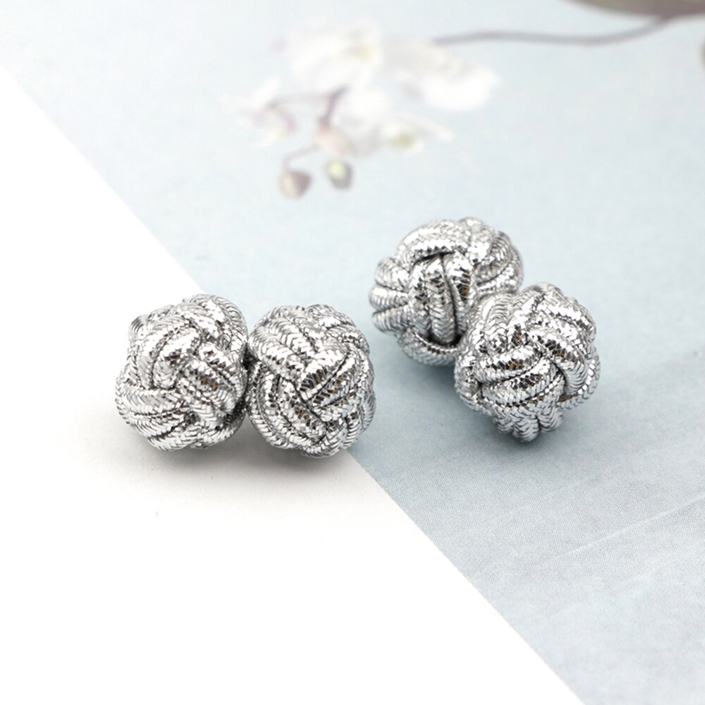 Kleurrijke Dubbele Touw Bal Knoop Manchetknopen Effen Kleuren Gevlochten Handgemaakte Elastische Upscale Mannen Klassieke Manchetknopen Voor Mannen: 17