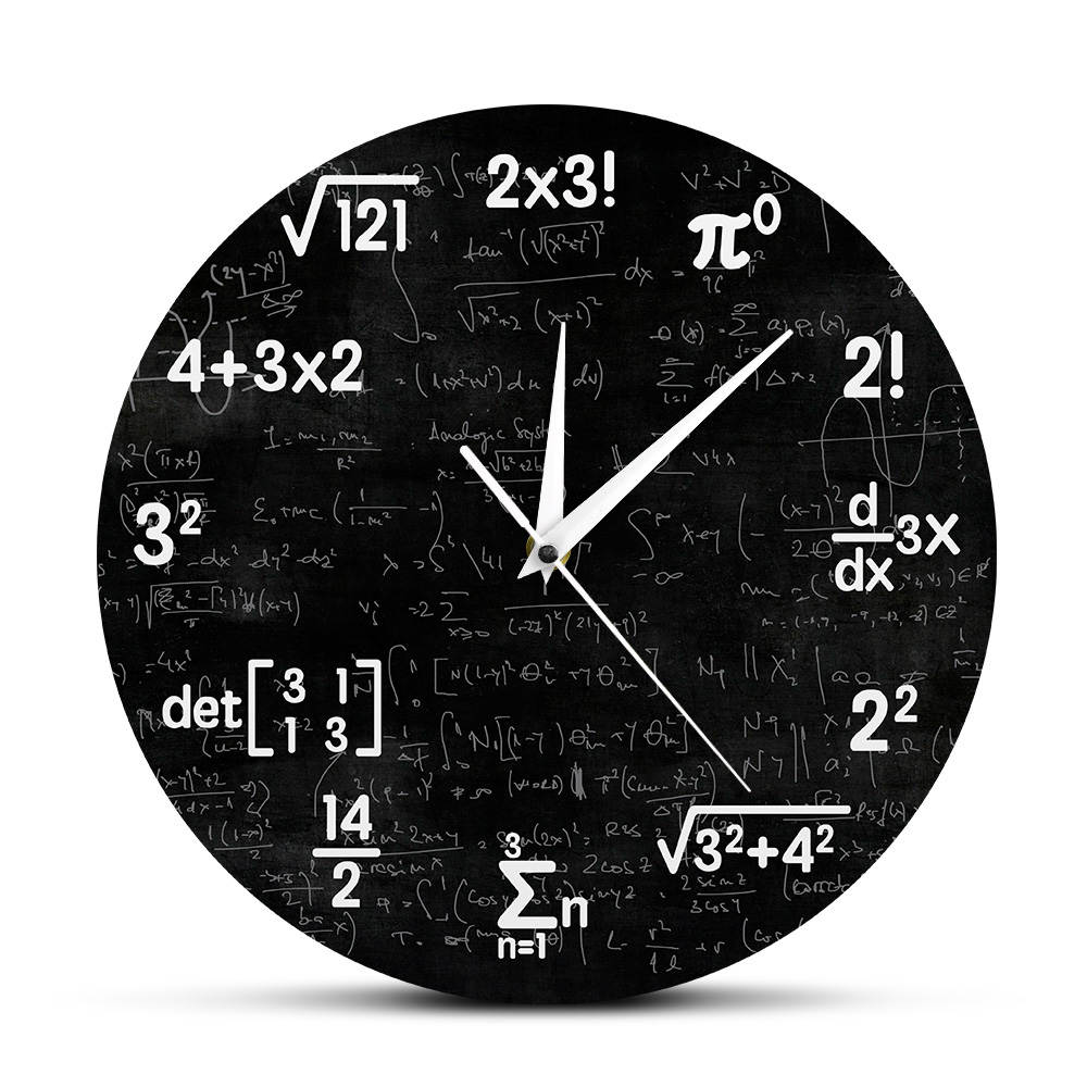 Matte väggklocka matematik klocka examen för barn matte formler ikoner väggklocka klassrumsinredning för lärare