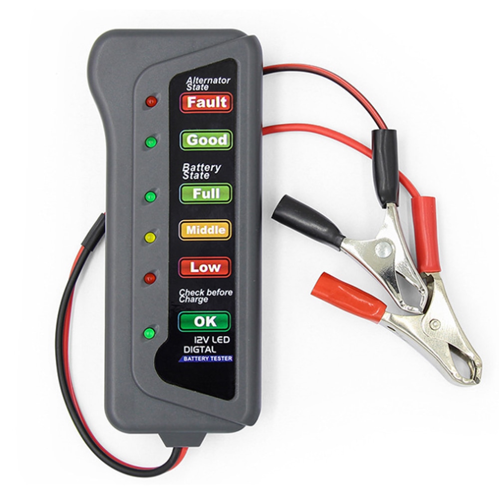 Mini 12v bil batteri tester digital generator tester 6 led lys display bil diagnostisk værktøj auto batteri tester til bil