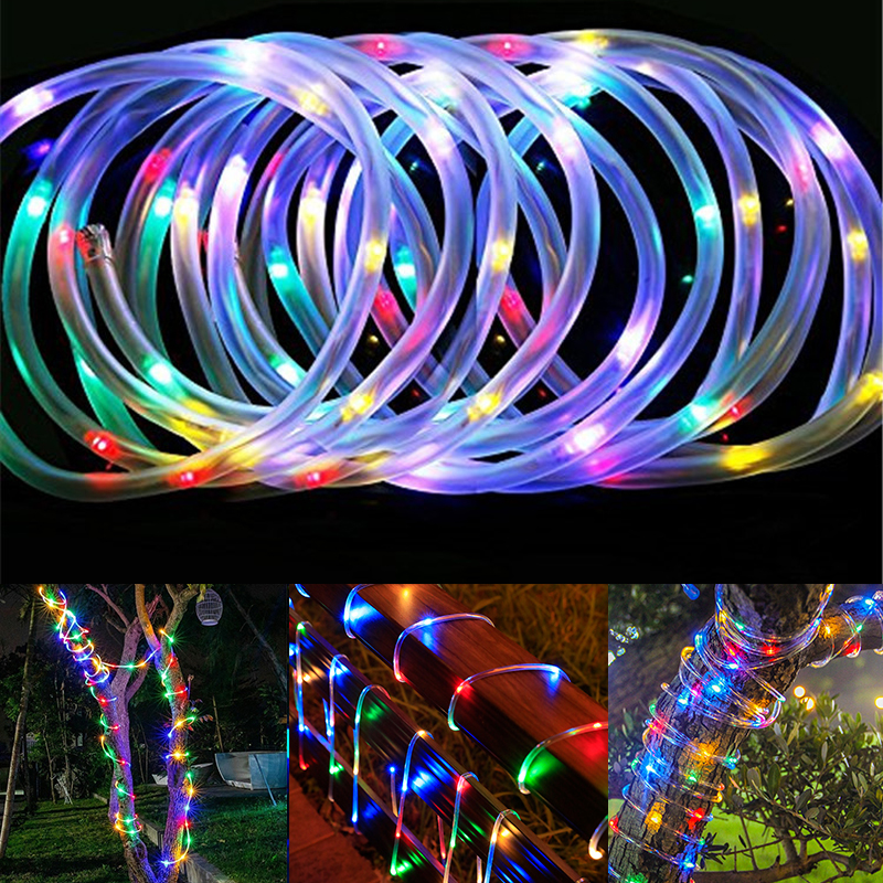 1pc solaire LED chaîne lumière 50LED Tube corde chaîne lumières avec 8 Modes extérieur étanche Tube solaire clôture lumières pour la décoration intérieure