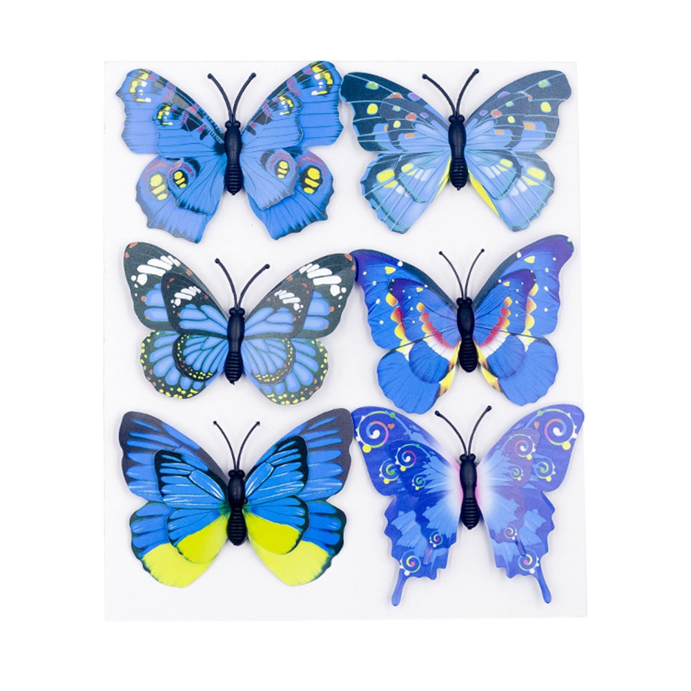 6 stk pvc sommerfugl simulation ornament udendørs have busk fest festival indretning