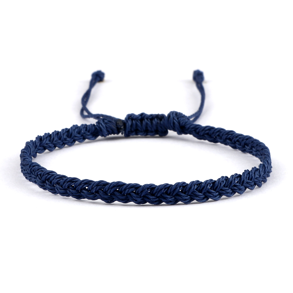 Pulsera de hilo de cera impermeable ajustable para mujeres y hombres, pulsera budista tibetana tejida hecha a mano, joyería de oración de la suerte de la amistad: Pistola negra plateada