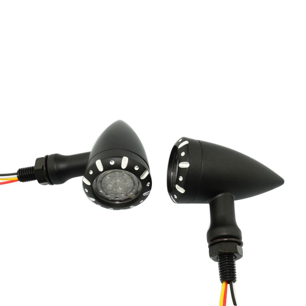 Knipperende LED Turn Signals Brake Blinker Light 12v Voor Harley Chopper Cruiser Bobber Cafe Racer Black Indicator Light