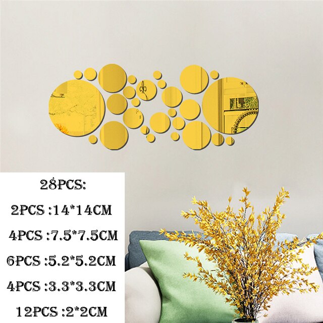 3D Acryl Cirkel Spiegel Muursticker Zelfklevende Muur Sticker Diy Woonkamer Slaapkamer Achtergrond Home Decoratie Muursticker: B-Gold