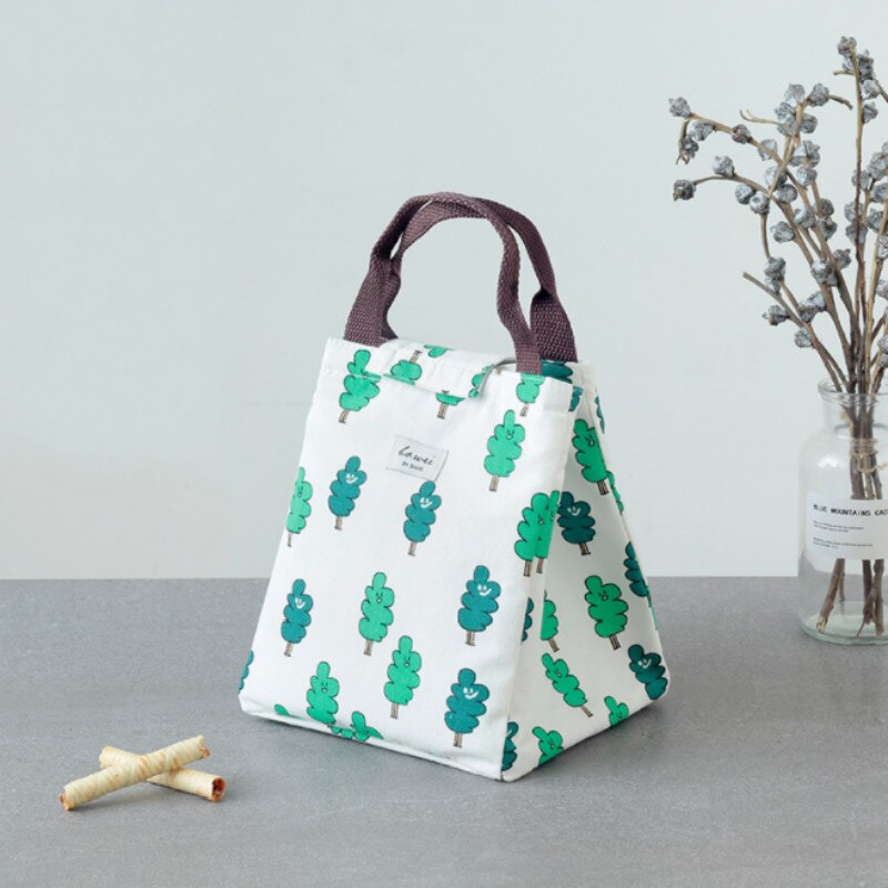 Bærbar termisk matpose med stor kapasitet sammenleggbar gjenbrukbar matpakke i lerret reisemat veske termopose matboks kvinner menn: D