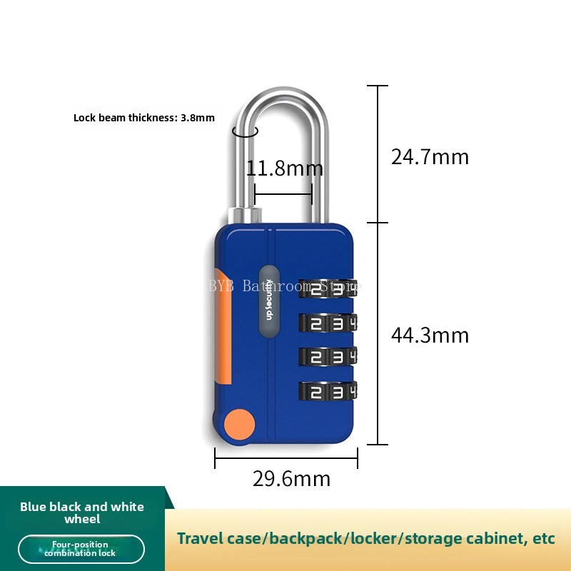 Concept Color 4 Digit Combination Lock Anti-theft Safely Code Lock Travel Luggage Suitcase Lockers Zinc Alloy Padlock: black