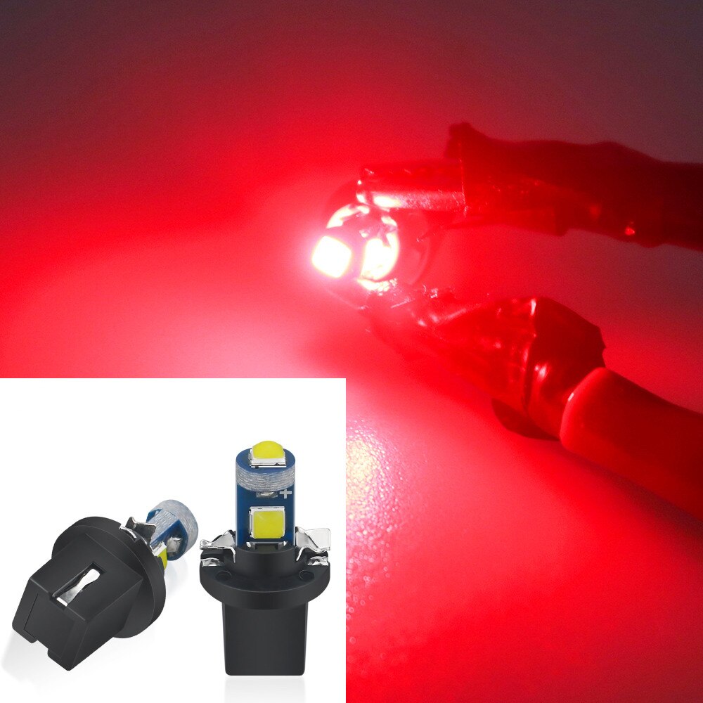 Ampoule led T5 B8.5 B8.5D 3030-3SMD, 20 pièces, indicateur de jauge, lumières intérieur du tableau de bord, lampe latérale, dc 12v: (B8.5)RED