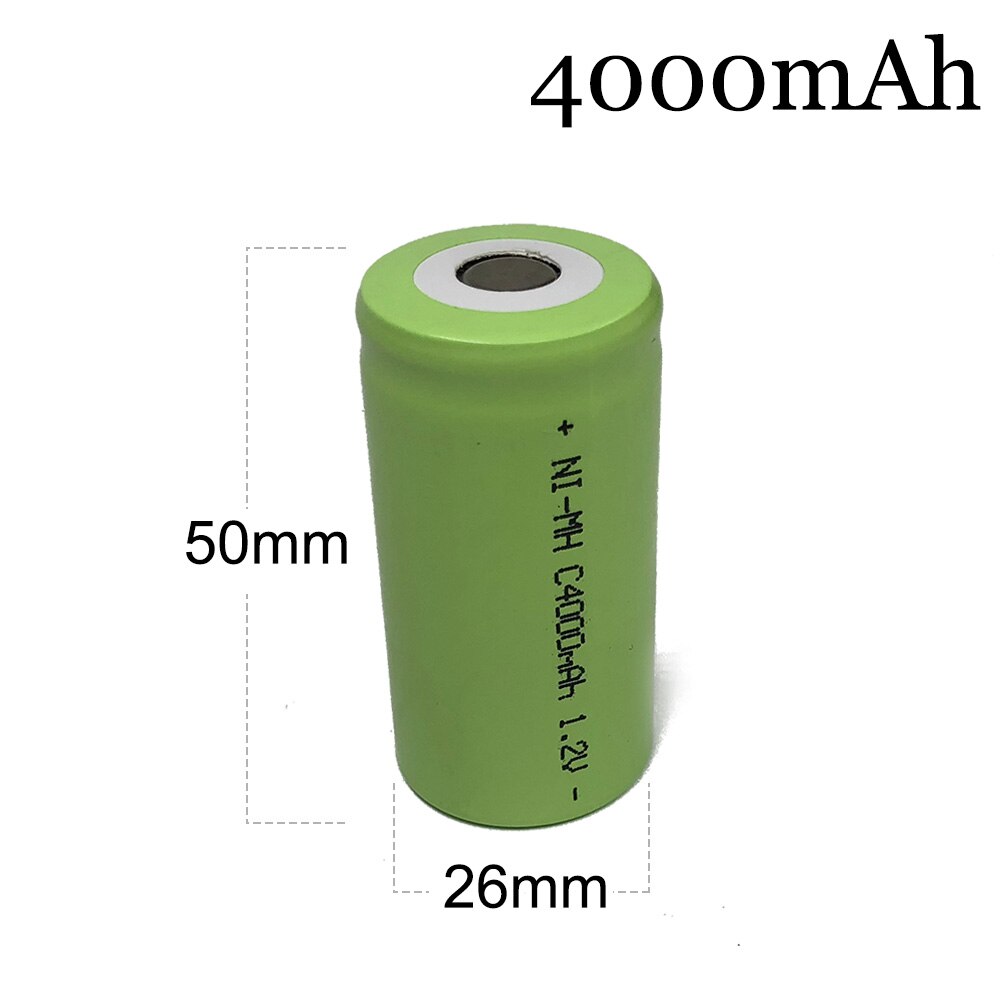 Batteria ricaricabile da 5000mah 1.2v ni-mh nimh C size cell LR14 R14 con linguette per perni di saldatura per orologio torcia e giocattoli: nero