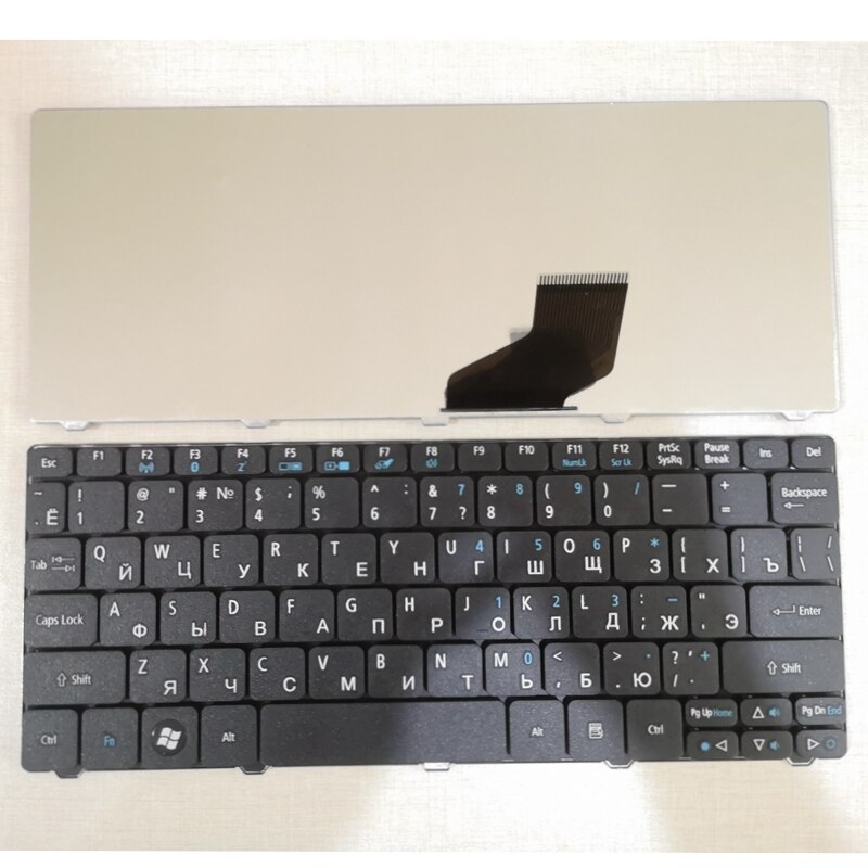 Russisk tastatur til acer til emachines  ze6 ze7 pav 70 pav 80 nav 50 350 em350 nav 51 355 em355 d255e aod 255e nav 70 pove 6 ru sort