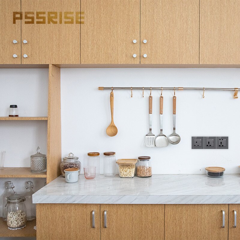 G11 13A universal 5-hole 2usb socket with one switch toughened glass panel wall socket grounding household power socket home dec