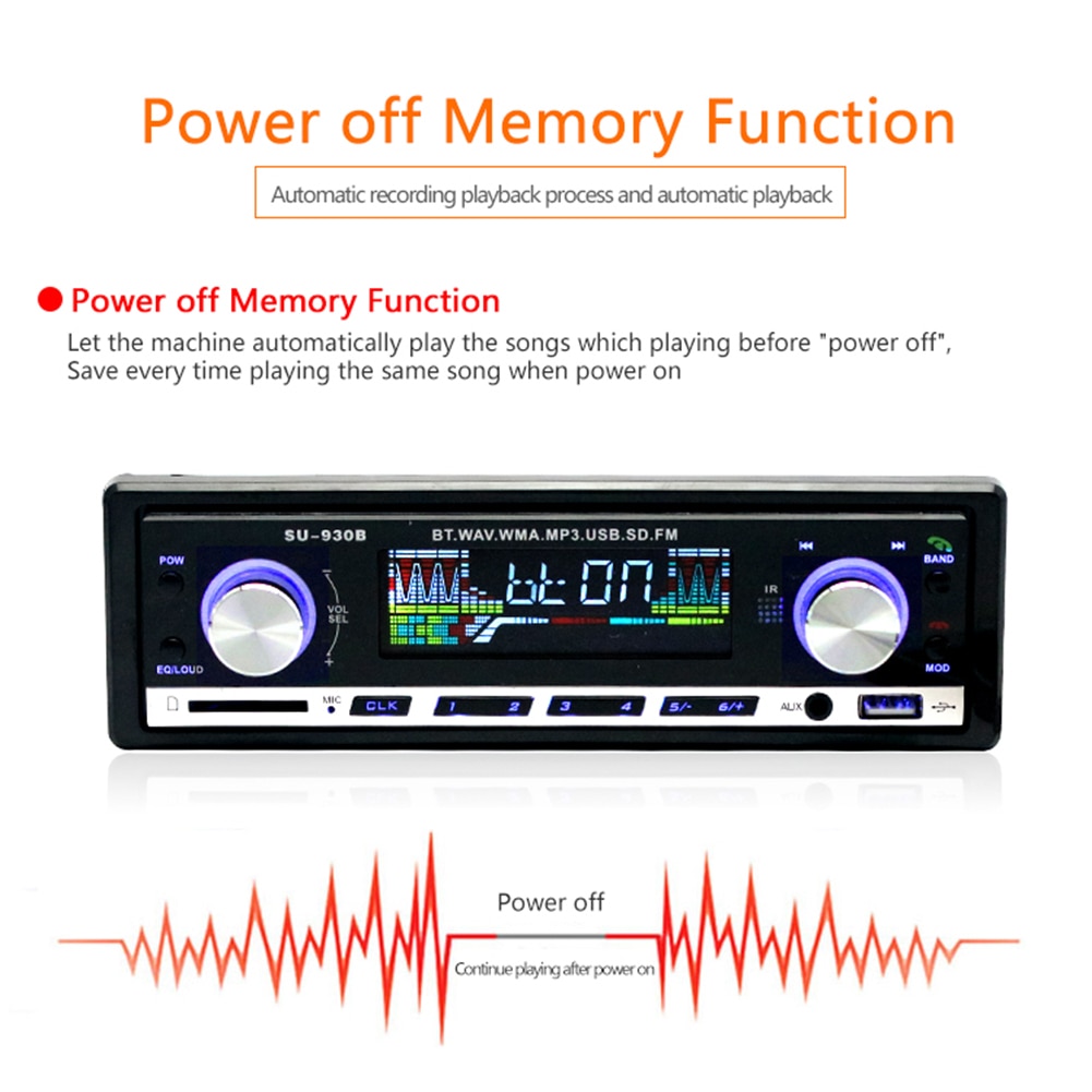 SU-930B Car Radio Bluetooth AUX-in U Disk MP3 Player Single 1 DIN Auto Stereo In Dash Head Unit
