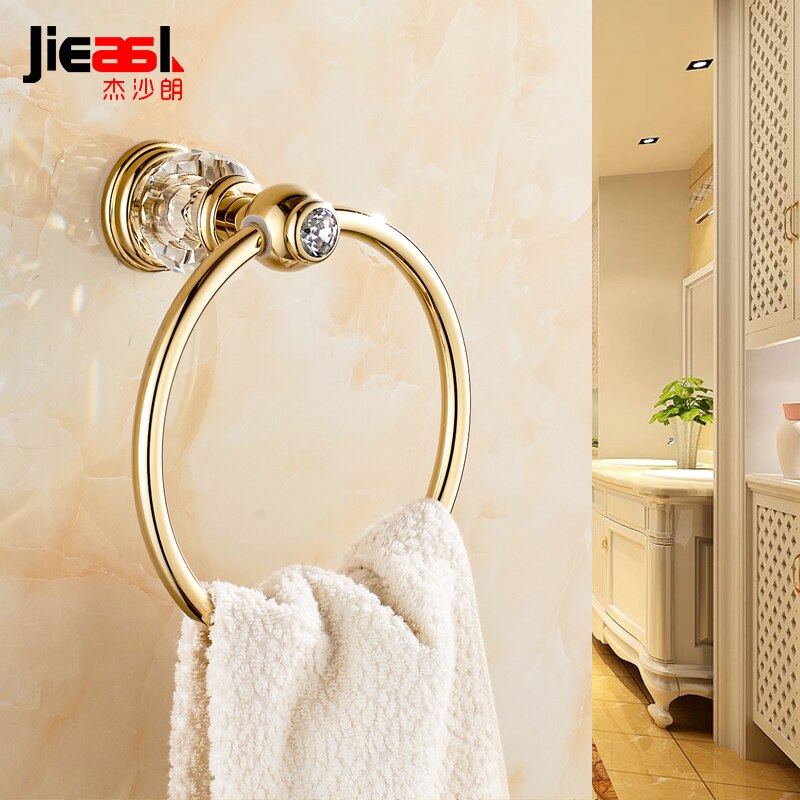 Jieshalang okrągły kryształ okrągły wieszak na ręcznik mosiądz różbyć winnym złoto uchwyt kryształ okrągły wieszak na ręcznik akcesoria łazienkowe robić hotelu ścienny wieszak na ręczniki