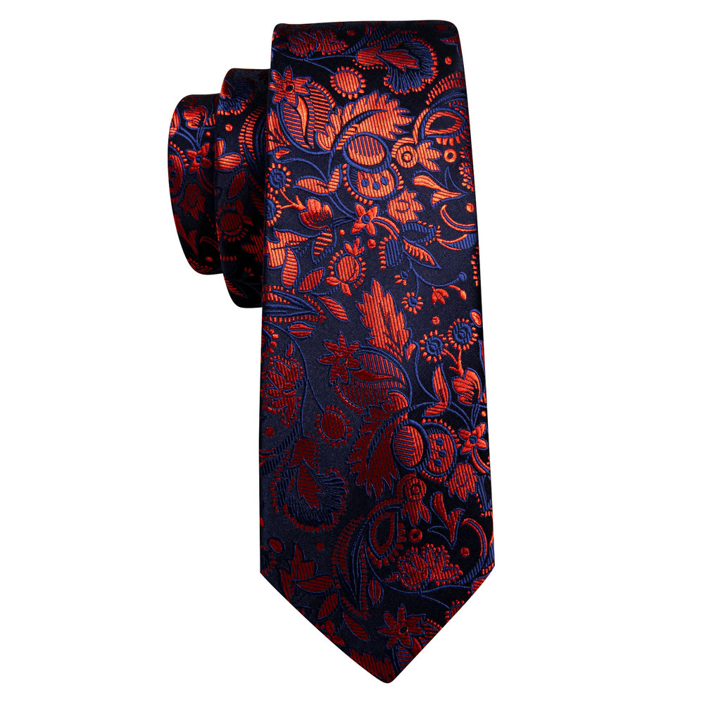 Corbatas de seda rojas y azules para hombre, conjunto de gemelos cuadrados de bolsillo de Cachemira Jacquard, a la , para novio, boda, , negocios, Barry.Wang, novedad