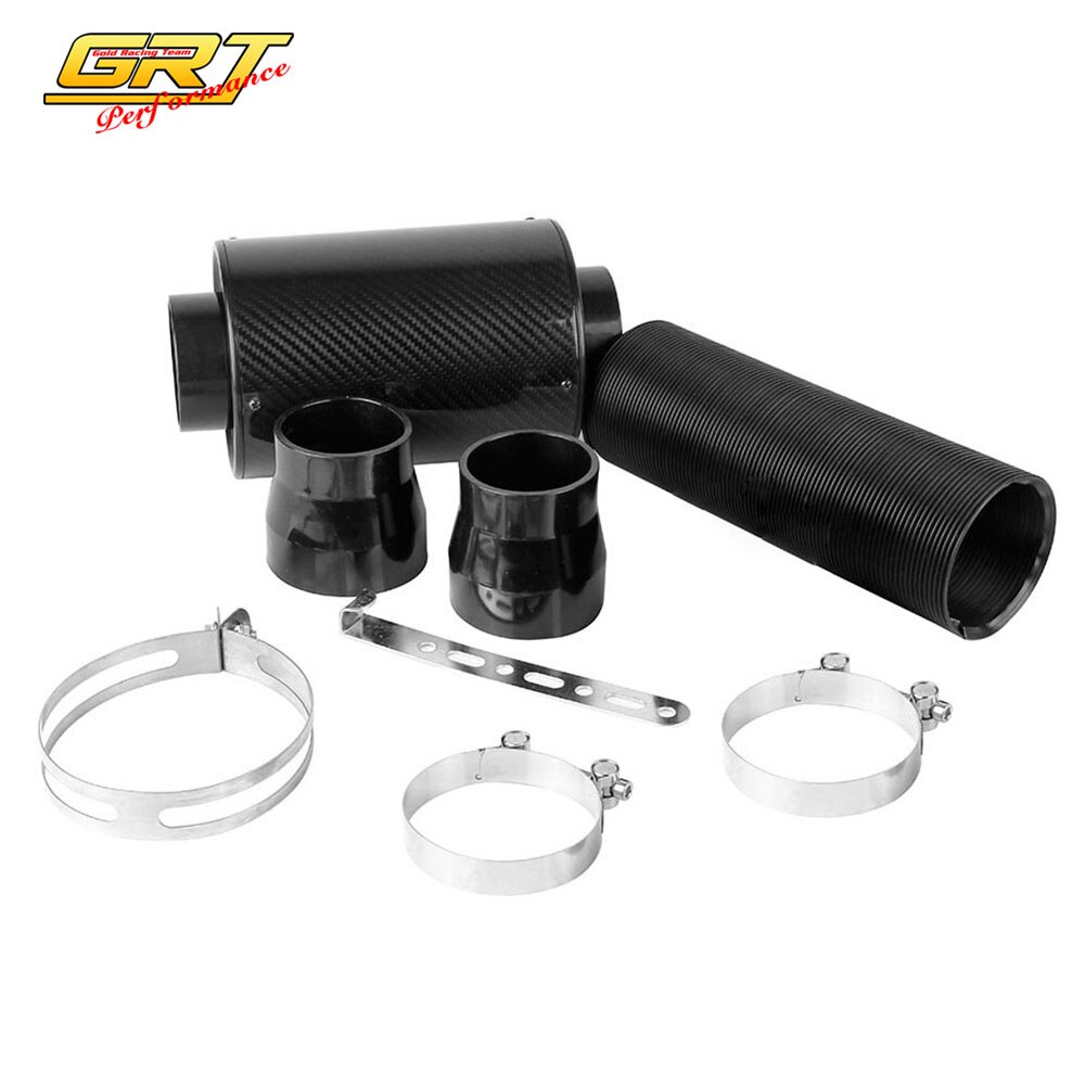 GRT - Universal Racing Air Filter Box Carbon Fiber Cold Feed Induction Kit Air Intake Kit Without Fan