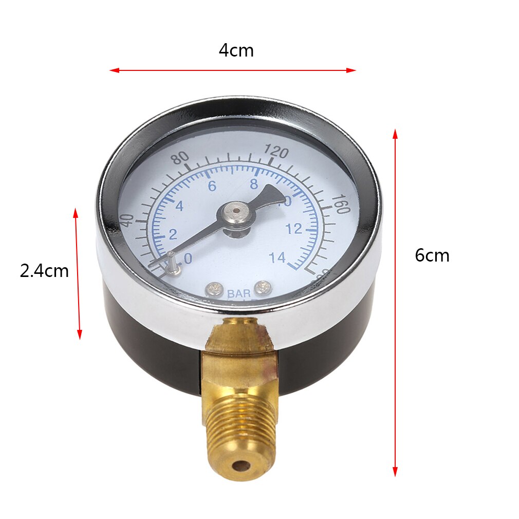 0-200psi 0-14bar Mini Pressure Gauge Dial Air Compressor Meter Hydraulics Pressure Tester Double Scale Measurer Side Mount