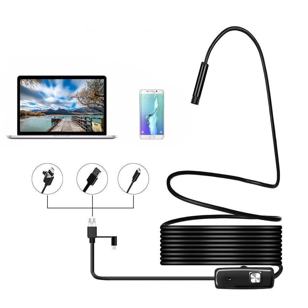 Caméra Endoscope industriel Semi rigide, objectif 8mm P, câble 720 m 5m, Endoscope industriel, pour téléphone, Android, Windows, PC
