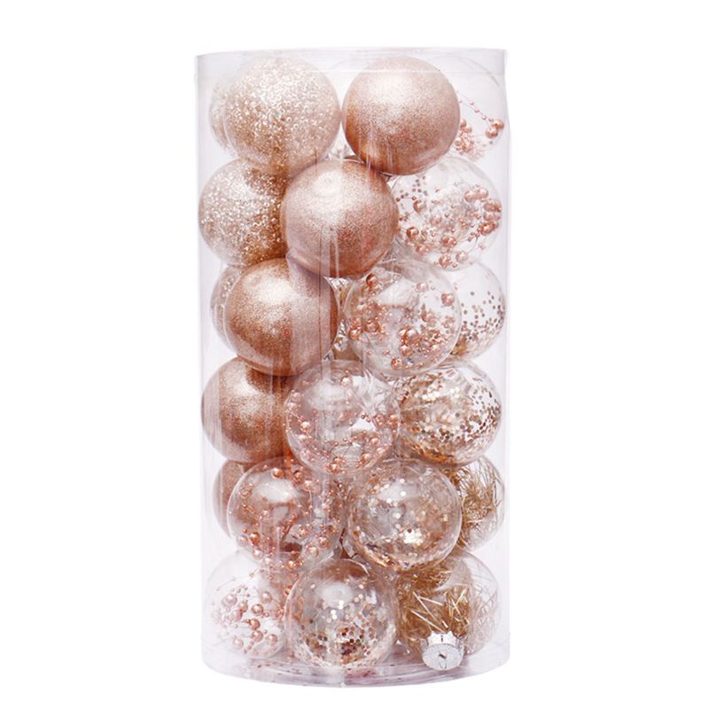 6cm/30 Pcs Christmas Balls Clear Plastic Ornaments Party Xmas Tree Hanging Decor