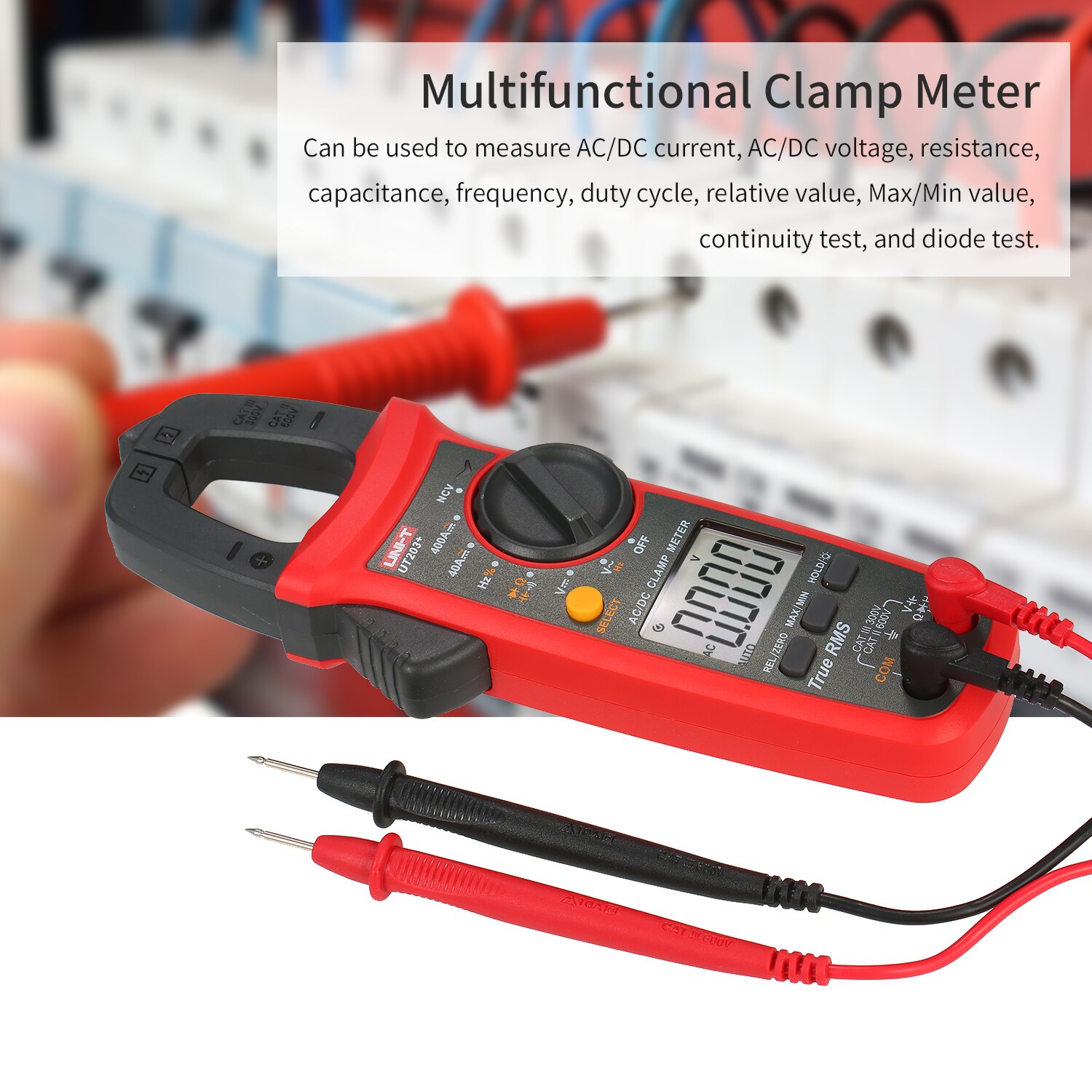 UNI-T UT203+ 4000 Counts Digital Clamp Meter True RMS Multimeter Clamp Ammeter Voltage Meter NCV Test Universal Meter Tester