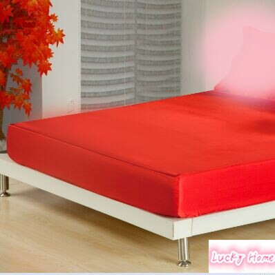 150*200*25 cm diepe zijde matrashoes artifical zijde hoeslaken elastische rubber bed cover zomer kussen cover beddengoed thuis: red fit sheet