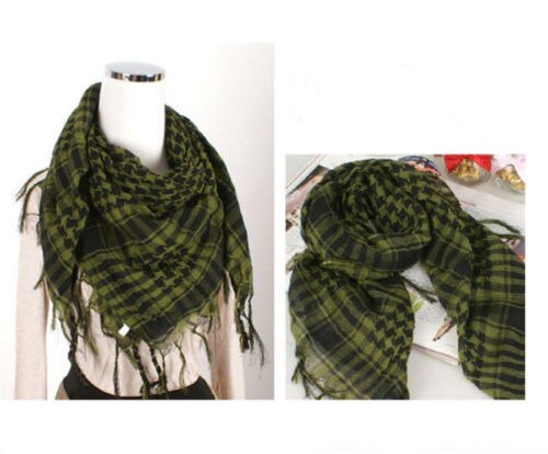 A cuadros para mujer, bufanda con borla de las mujeres árabes bufanda Palestina chal bufandas de favores para las mujeres, amigo.: Army green