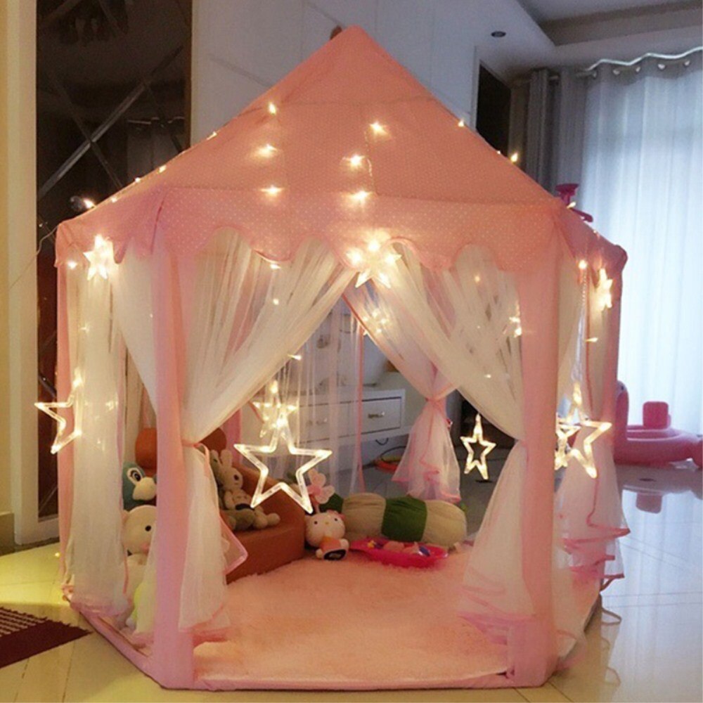 Folding Tipi Children Tent Play House Teepee Portable Toy Tents for Kids Baby Girl Boy Outdoor Indoor Playhouse Princess Castle