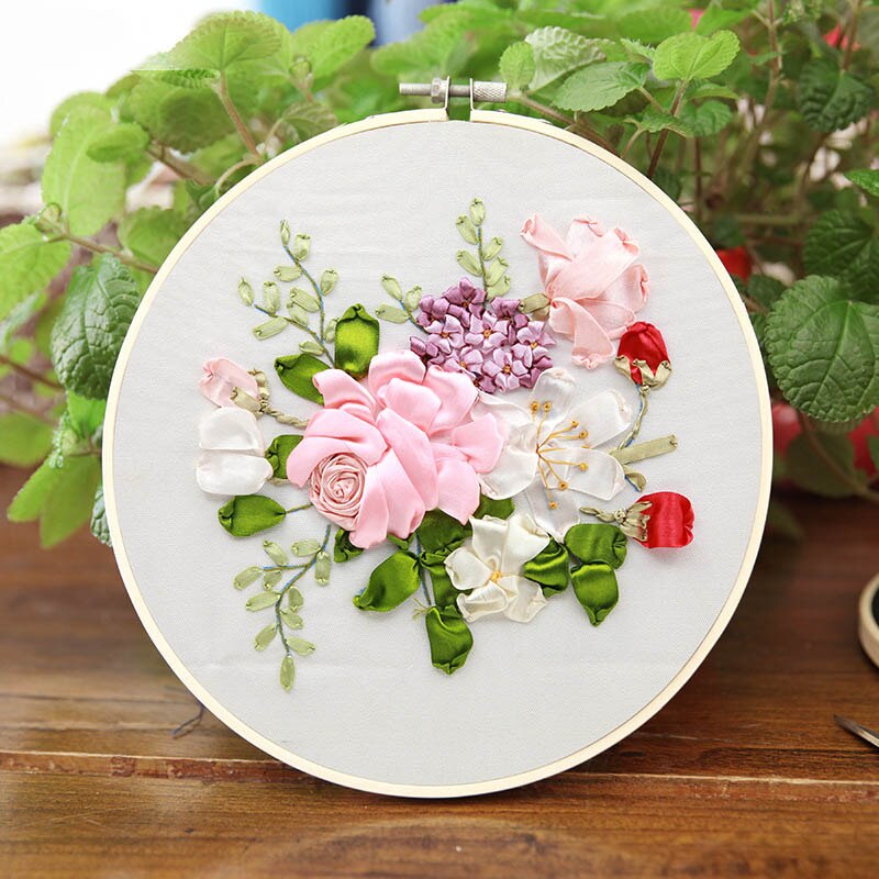 Ribbon Flower Embroidery Kit for Beginner Handwork Needlework Cross Stitch Set Swing Art Handmade Craft Wall Painting Home Decor: 4