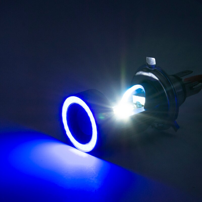 1PC H4 LED Motorcycle Headlight Ba20d HS1 H6 Scooter Motorbike Headlamp Light Bulb DRL Accessories 12V White Blue/Red Angel Eye