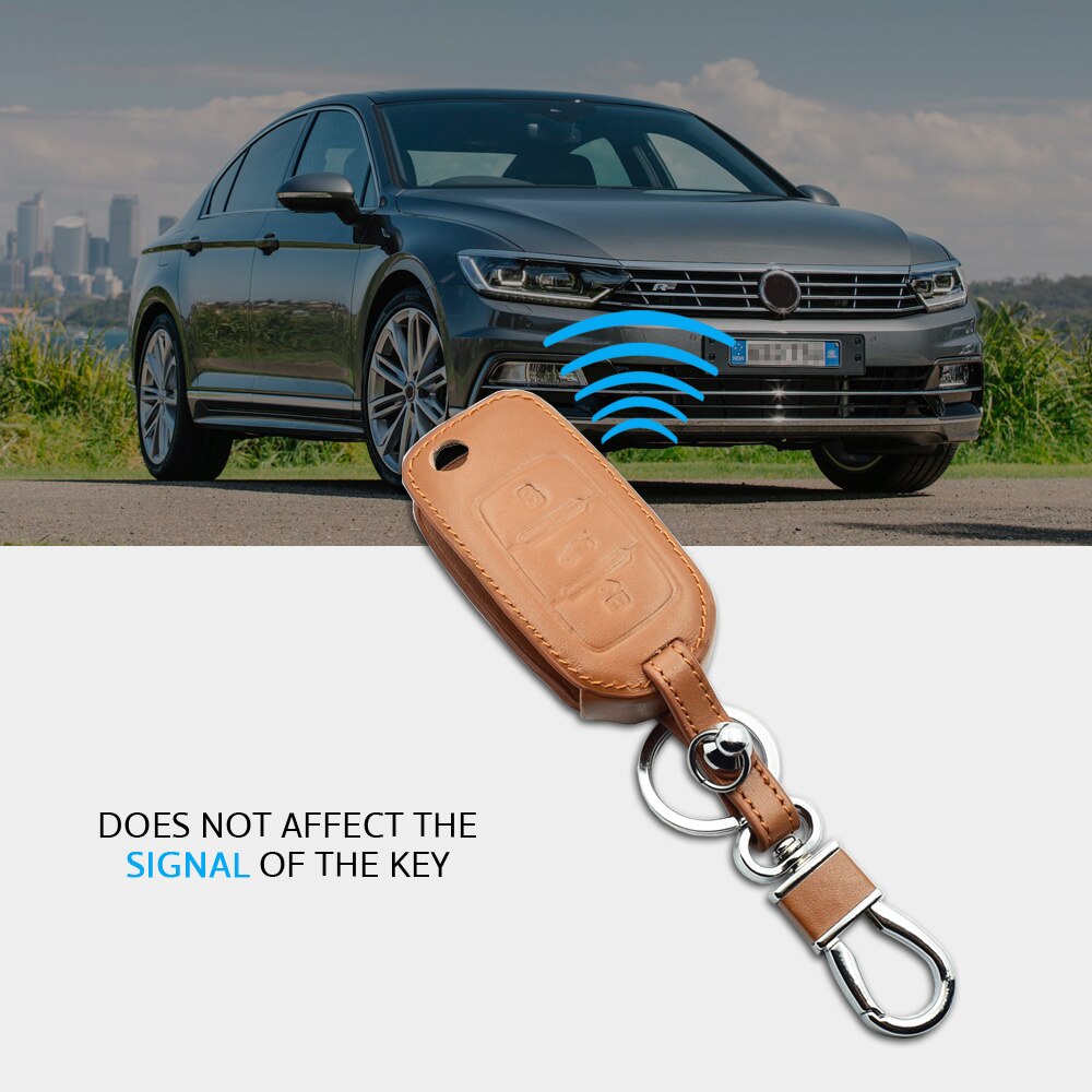 Housse de clé de voiture en cuir pour VW Volkswagen Golf 6 Polo Passat Seat Ibiza Leon Skoda Octavia Fabia 3 boutons étui de télécommande pliable
