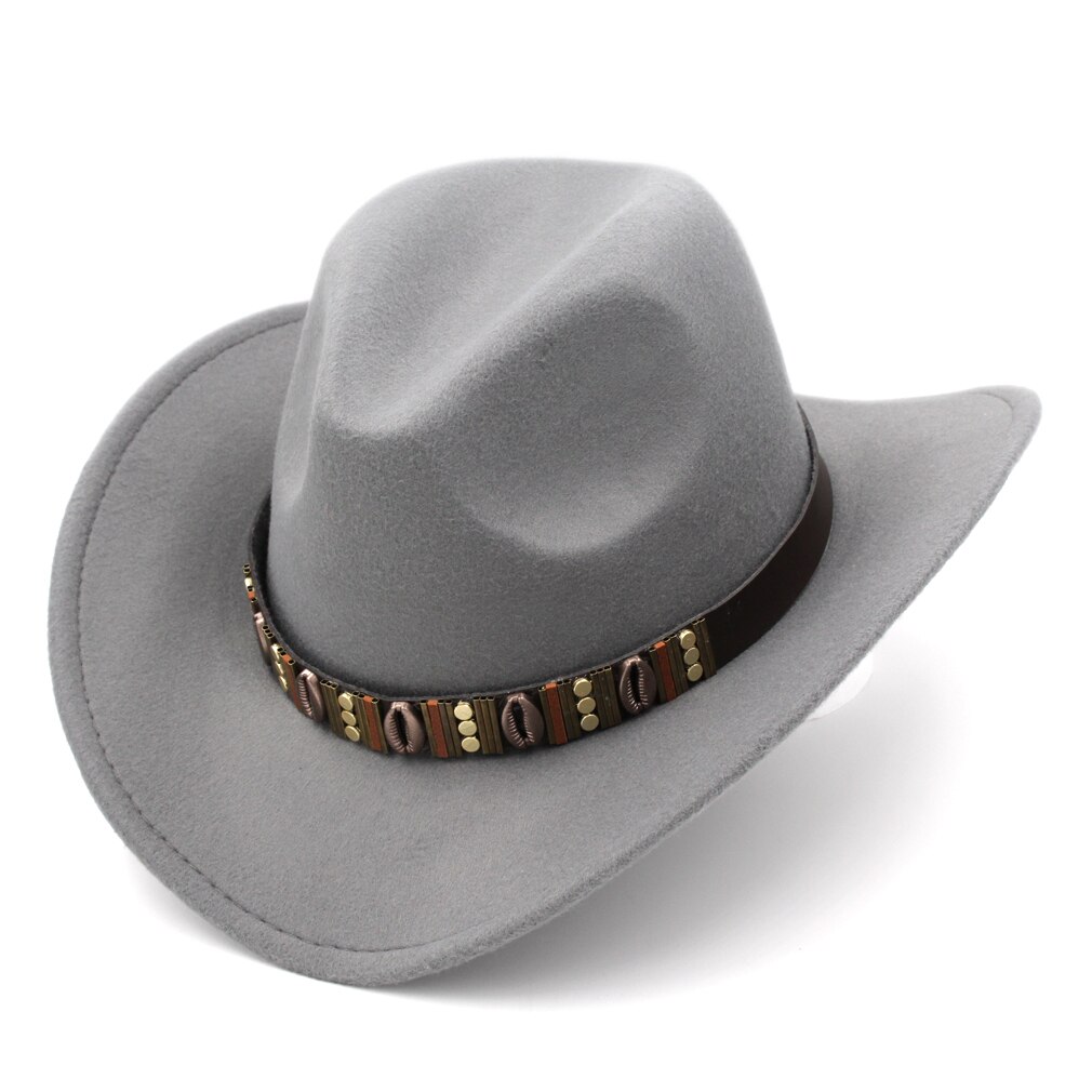 Mistdawn unisex western cowboy ridehat cowgirl kasket stiv bred skygge vinter varmt kostume: Grå