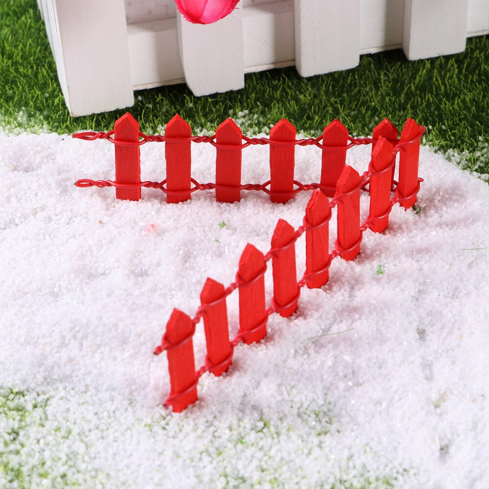 10Pcs Mini Small Wood Fence DIY mini house Fairy Garden Micro Plant Pot Decor Bonsai Terrarium Ornament ): Red
