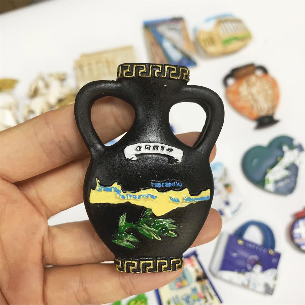 World travel Fridge Magnet Greece Sparta Kariatides Hellas Athens Sentorini Crete Tourist souvenir Magnetic Refrigerator Sticker: army green