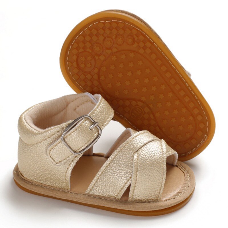 Sandales en Pu pour -né fille et garçon, chaussures de marche confortables et souples pour bébés de 0 à 18 mois